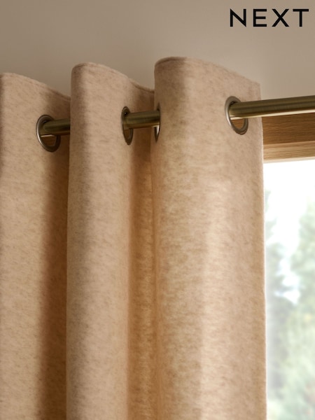Oatmeal Natural Textured Felt Eyelet Lined Curtains (F30627) | £65 - £170