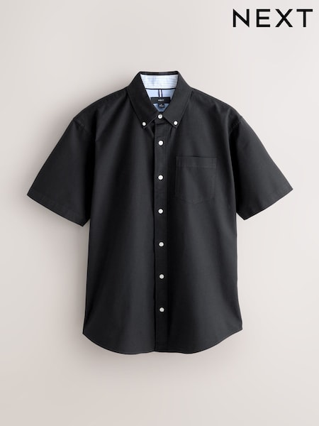 Black Short Sleeve Oxford Shirt (F30646) | £24