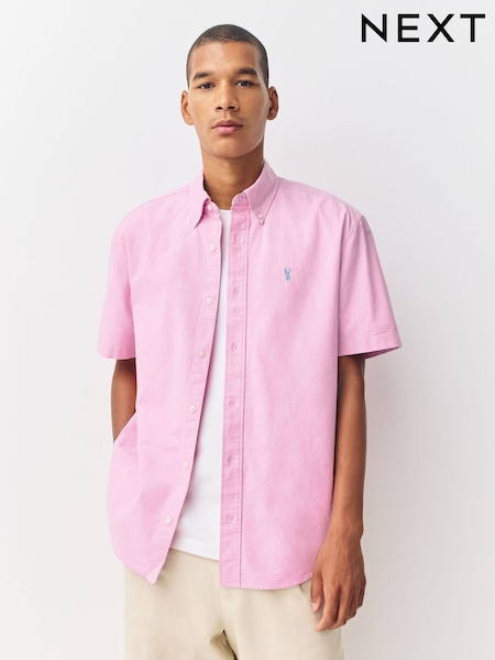 Pink Slim Fit Short Sleeve Oxford Shirt (F30661) | £24