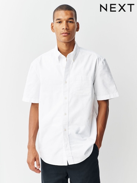 White Short Sleeve Oxford Shirt (F30665) | £24