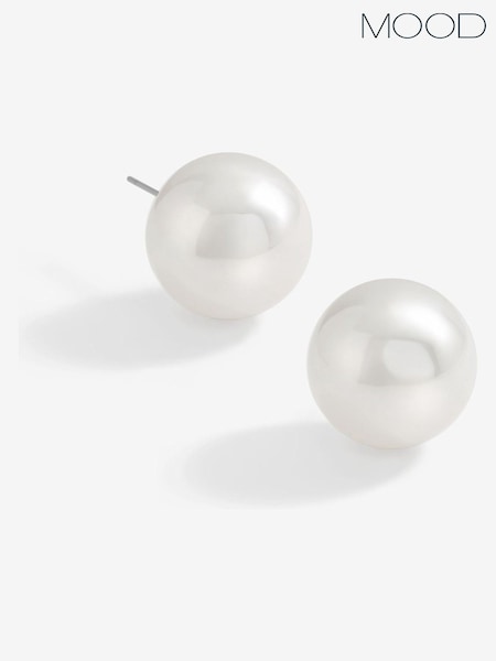 Mood Gold Tone Pearl Large Stud Earrings (F30716) | £10
