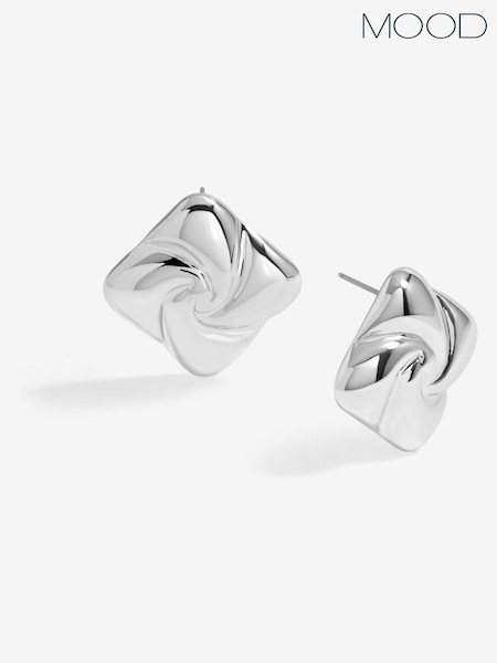 Mood Silver Tone Polished Twist Statement Stud Earrings (F30746) | £10