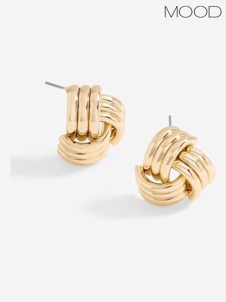 Mood Gold Tone Ridged Triple Knot Stud Earrings (F30747) | £10