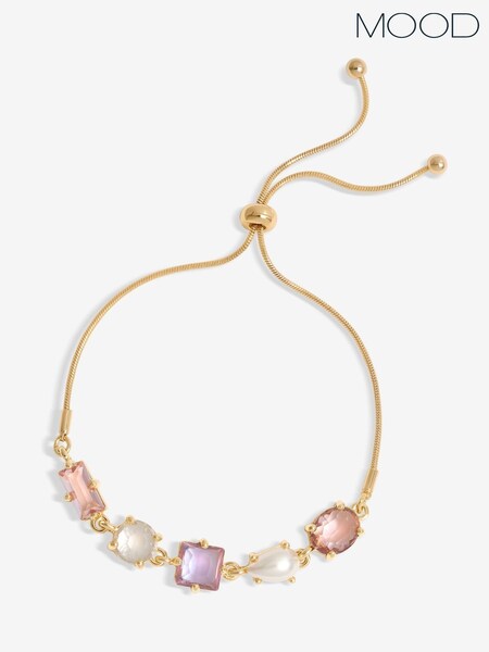 Mood Gold Tone Romantic Crystal And Pearl Mixed Stone Toggle Bracelet (F30764) | £17