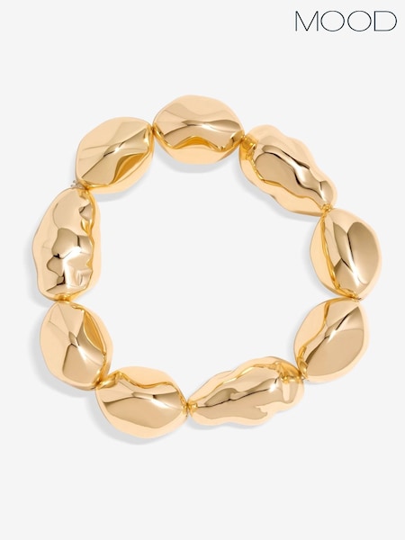 Mood Gold Tone Sculpted Casted Nugget Stretch Bracelet (F30767) | £18