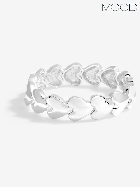 Mood Silver Tone Polished Molten Heart Stretch Bracelet (F30771) | £18