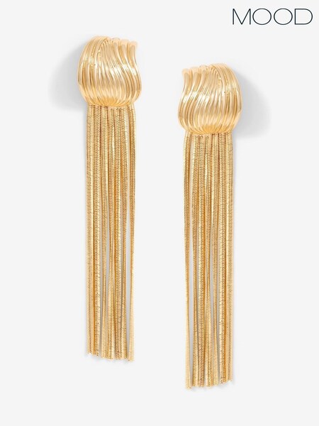 Mood Gold Tone Ridged Snake Chain Statement Drop Earrings (F30793) | £17