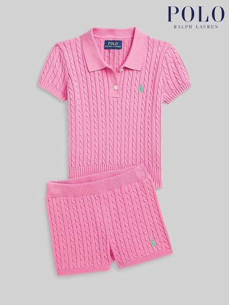 Polo Ralph Lauren Pink Girls Cable Knit Shorts (F30816) | £79 - £89