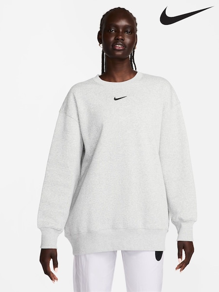 Nike Birch Grey Oversized Phoenix Fleece Crew Neck Sweatshirt (F30956) | £50