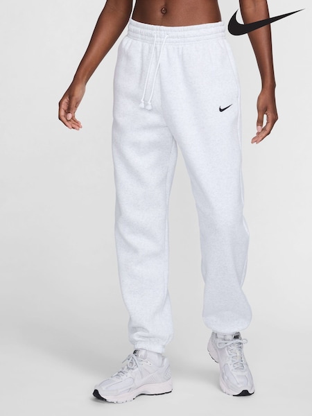 Nike Light Grey Sportswear Phoenix Fleece Womens High Waisted Oversized Joggers (F30966) | £0