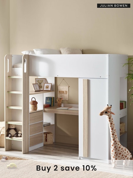 Julian Bowen Wood and White Ocean Kids Highsleeper Bed (F30984) | £650