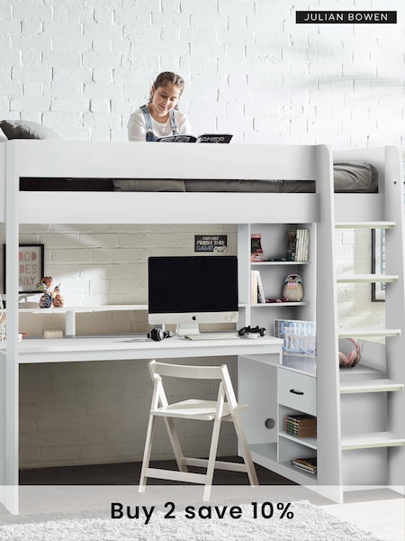 Julian Bowen All White Blaze Kids Gaming Highsleeper Bed (F30992) | £595
