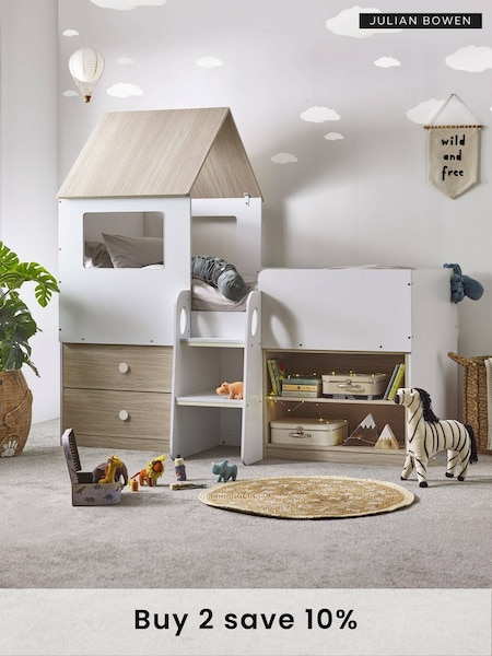 Julian Bowen Pale Wood And White Orpheus Kids Midsleeper Bed (F30993) | £495