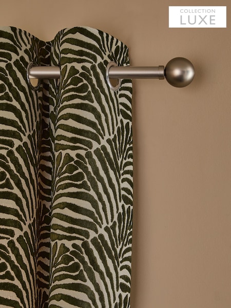 Olive Green/Natural Collection Luxe Heavyweight Velvet Eyelet Lined Curtains (F31112) | £200 - £400
