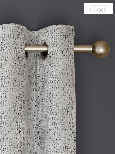 Silver Grey Collection Luxe Heavyweight Cut Velvet Eyelet Lined Curtains (F31115) | £200 - £400