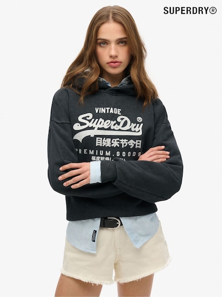 Superdry Blue VL Metallic Relaxed 100% Cotton Hoodie (F31147) | £50