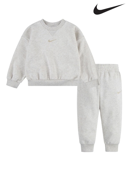 Nike Cream Little Kids Essential Marl Crew Tracksuit Set (F31174) | £42