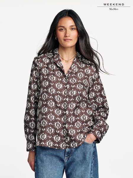 Weekend MaxMara Brown Oncia Printed Blouse (F31264) | £0