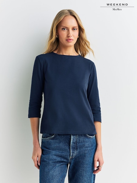 Weekend MaxMara Blue Multia Long Sleeve T-Shirt (F31292) | £65