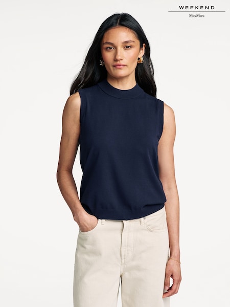 Weekend MaxMara Blue Nazione Knit Tank (F31296) | £145