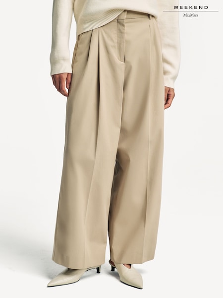 Weekend MaxMara Brown Vettura Wide Leg Pleated Trousers (F31299) | £0