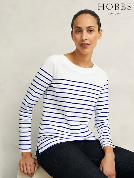 Hobbs Blue Constance 100% Cotton Top (F31354) | £49