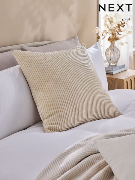 Light Natural 59 x 59cm Corded Chenille Cushion (F31367) | £18