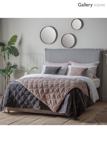 Gallery Home Grey Quilted 100% Cotton Velvet Bedspread (F31392) | £178