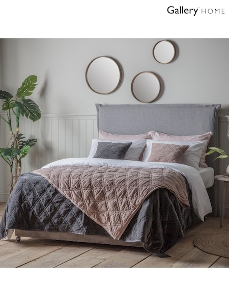 Gallery Home Pink Quilted 100% Cotton Velvet Bedspread (F31400) | £178
