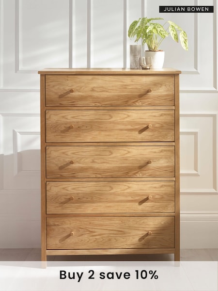 Julian Bowen Oak Coxmoor Drawer 5 Drawer Chest (F31483) | £425