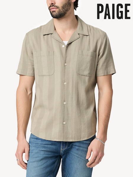 Paige Green Dried Lemongrass Stripe Jacobson Shirt (F31513) | £220