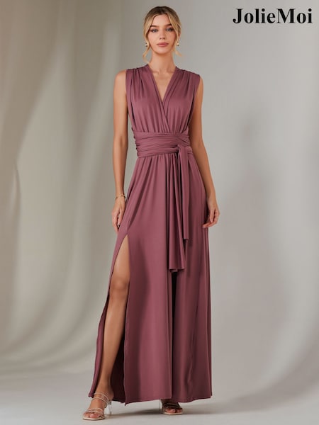 Jolie Moi Purple Halter Neck Maxi Bridesmaid Dress (F31517) | £78