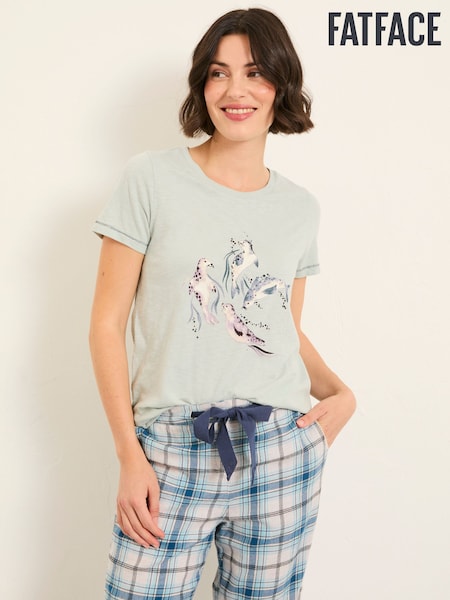 FatFace Natalie Pale Blue Seal Graphic T Shirt (F31535) | £25