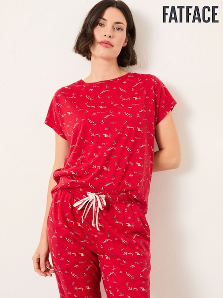 FatFace Red Ski Ditsy Jersey Pyjama Set (F31556) | £46