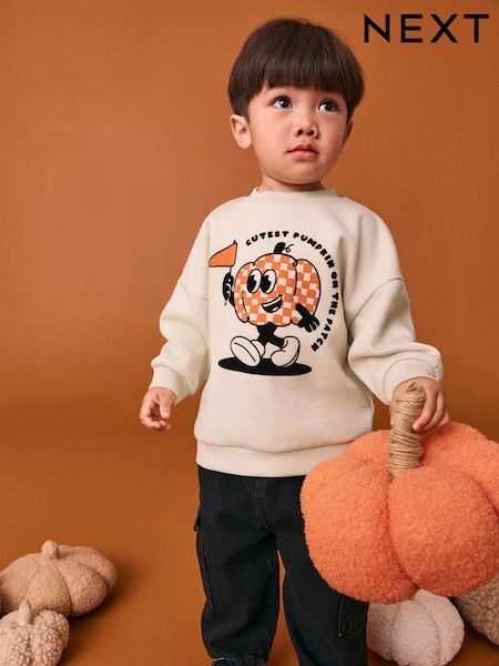 Ecru Pumpkin Halloween Sweatshirt (3mths-7yrs) (F31676) | £9 - £11