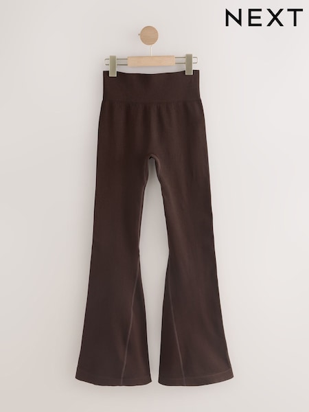 Chocolate Brown Ribbed Kickflare Leggings (F31722) | £22