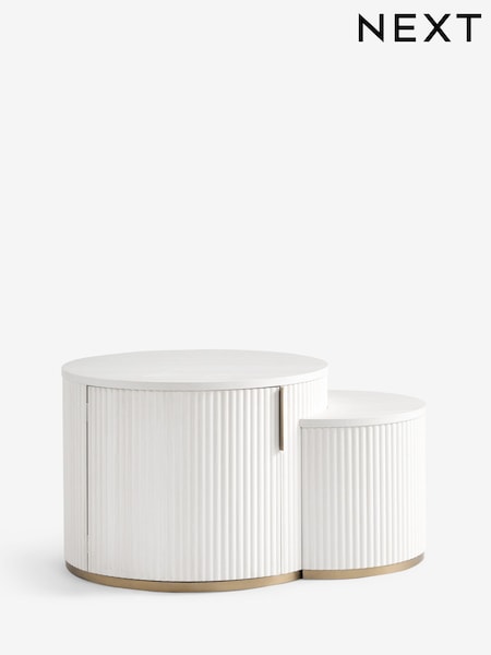 White Emilie Nest of 2 Storage Coffee Tables (F31821) | £550