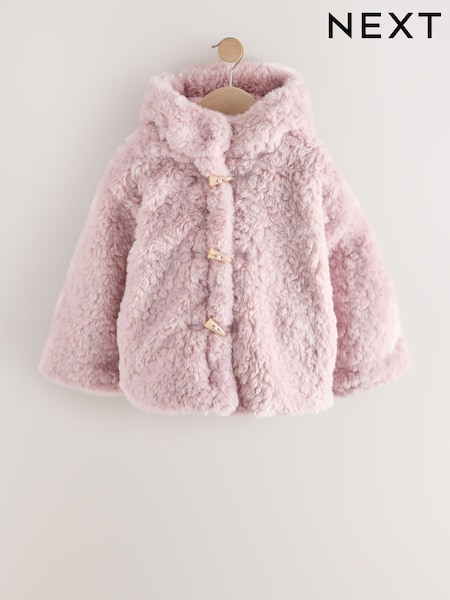 Pink Borg Duffle Coat (3-16yrs) (F31855) | £34 - £44