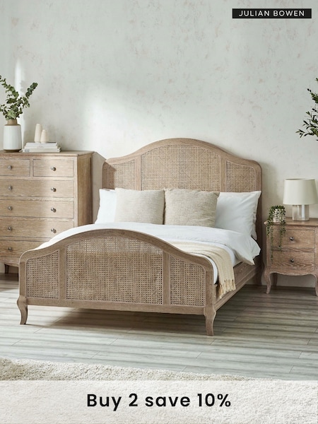 Julian Bowen Light Oak Fleur Rattan Bed (F31883) | £895 - £995