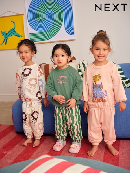 Pink/Green Character Print Joggers Pyjamas 3 Pack (9mths-10yrs) (F31891) | £29 - £35