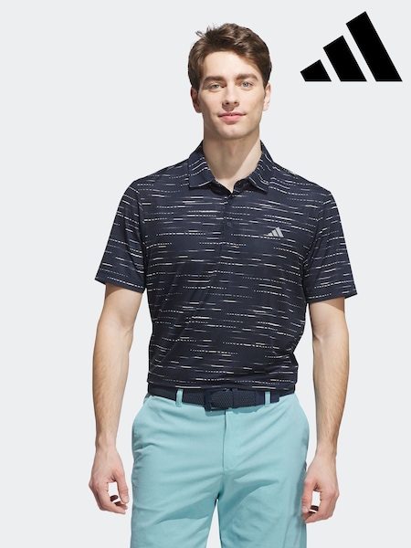 adidas Golf Navy Ultimate365 Mesh Glimmer Print Polo Shirt (F31909) | £45