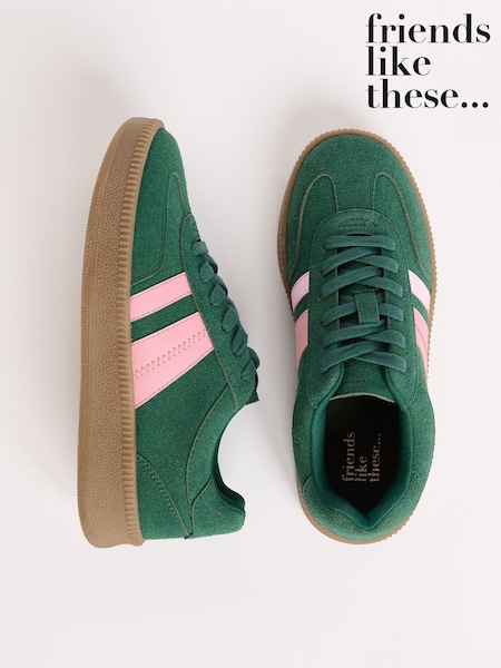 Friends Like These Green Standard Fit Lace-Up Retro Gumsole Sports Trainers (F32035) | £34