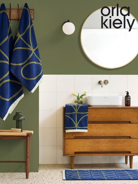 Orla Kiely Navy/Olive Linear Stem Towel (F32191) | £15 - £48