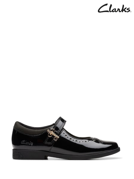 Clarks Black Patent Standard Fit (F) Younger Girls Patent Lock Magic Mary Jane School Shoes (F32199) | £48 - £50