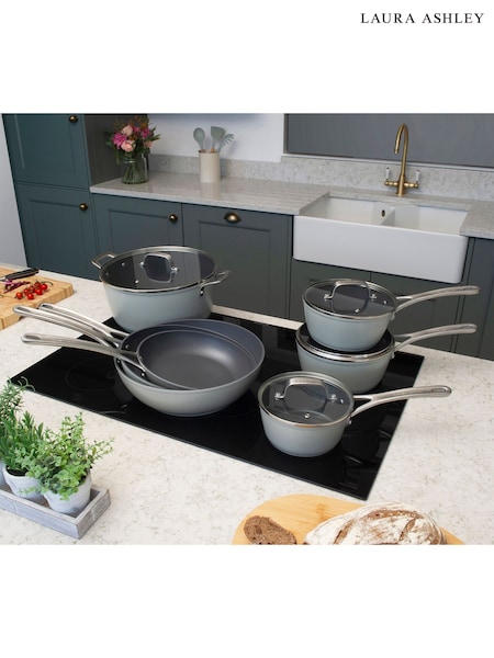 Laura Ashley Sage Leaf 7 Piece Suprior Non Stick Cookware Set (F32223) | £264