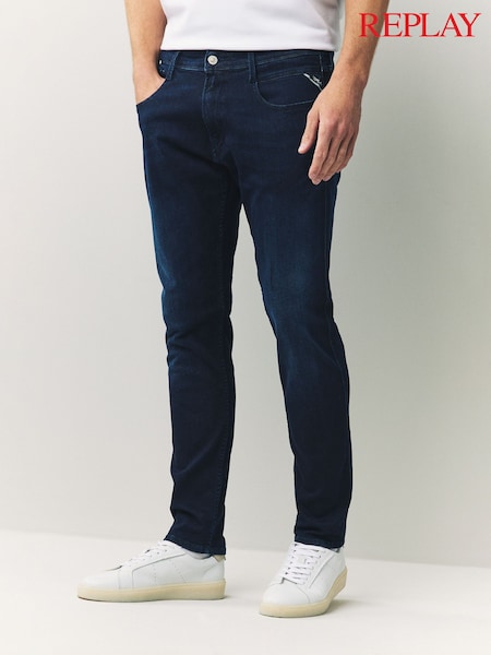 Replay Denim Dark Blue Powerstretch Straight Fit Grover Stretch Jeans (F32234) | £110
