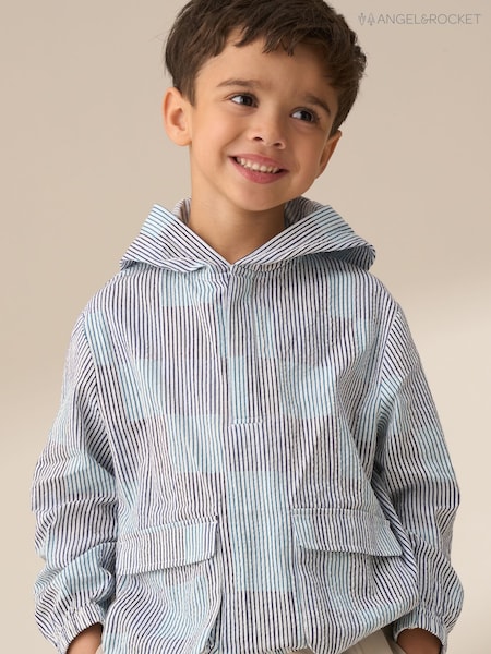 Angel & Rocket Blue 100% Cotton Leo Stripe Hooded Shirt (F32351) | £24 - £31