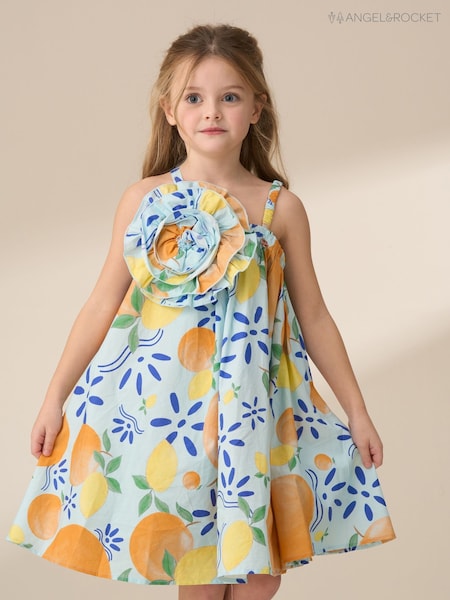 Angel & Rocket Light Blue Marnie Denim Corsage Swing Dress (F32393) | £34 - £38