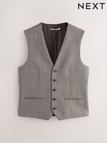 Neutral Wool Blend Suit Waistcoat (F32438) | £60