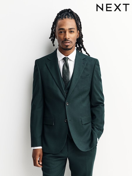Green Slim Fit Flannel Suit Jacket (F32443) | £84